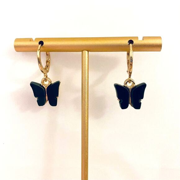 Mother of Pearl Butterfly Huggie Earrings - Picture 1 of 1